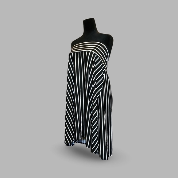 Bella Flore Striped Midi A-Line Skirt / Strapless Dress Punk Goth Rockabilly - Picture 4 of 7